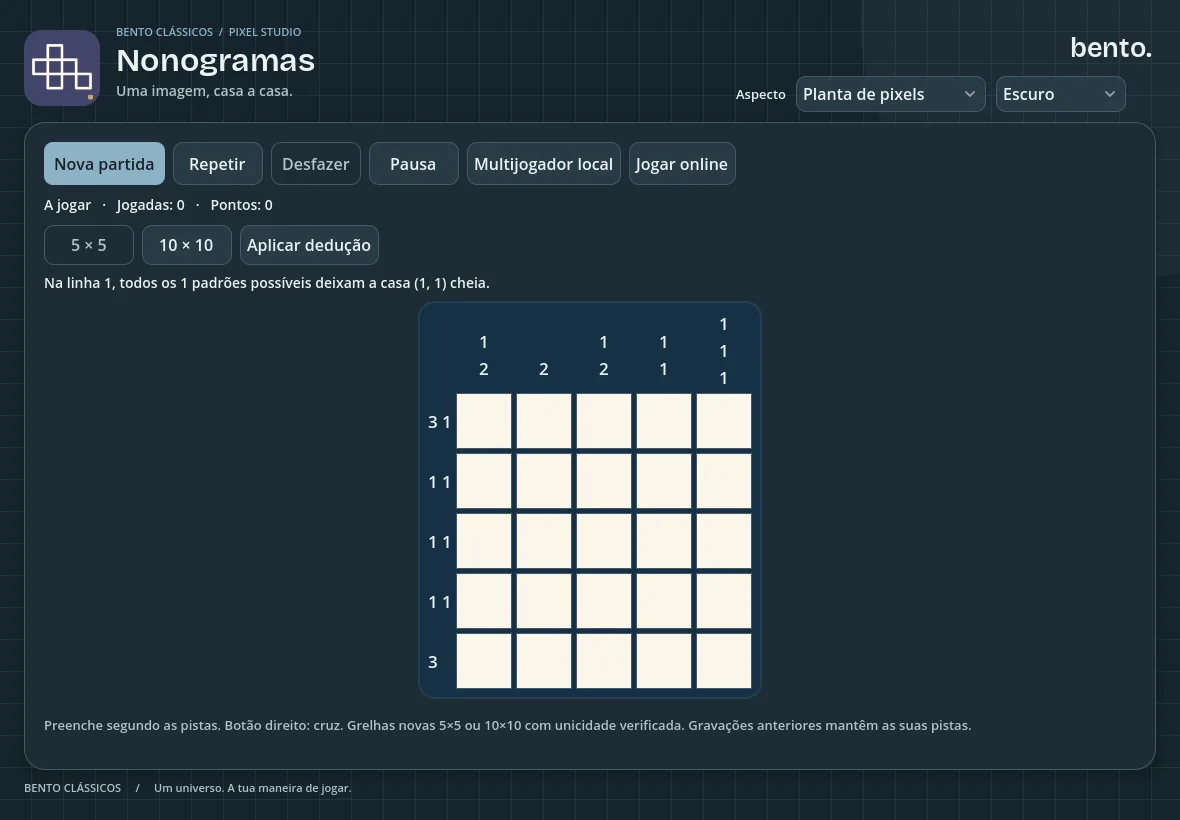 Nonogramas com um aspeto escuro