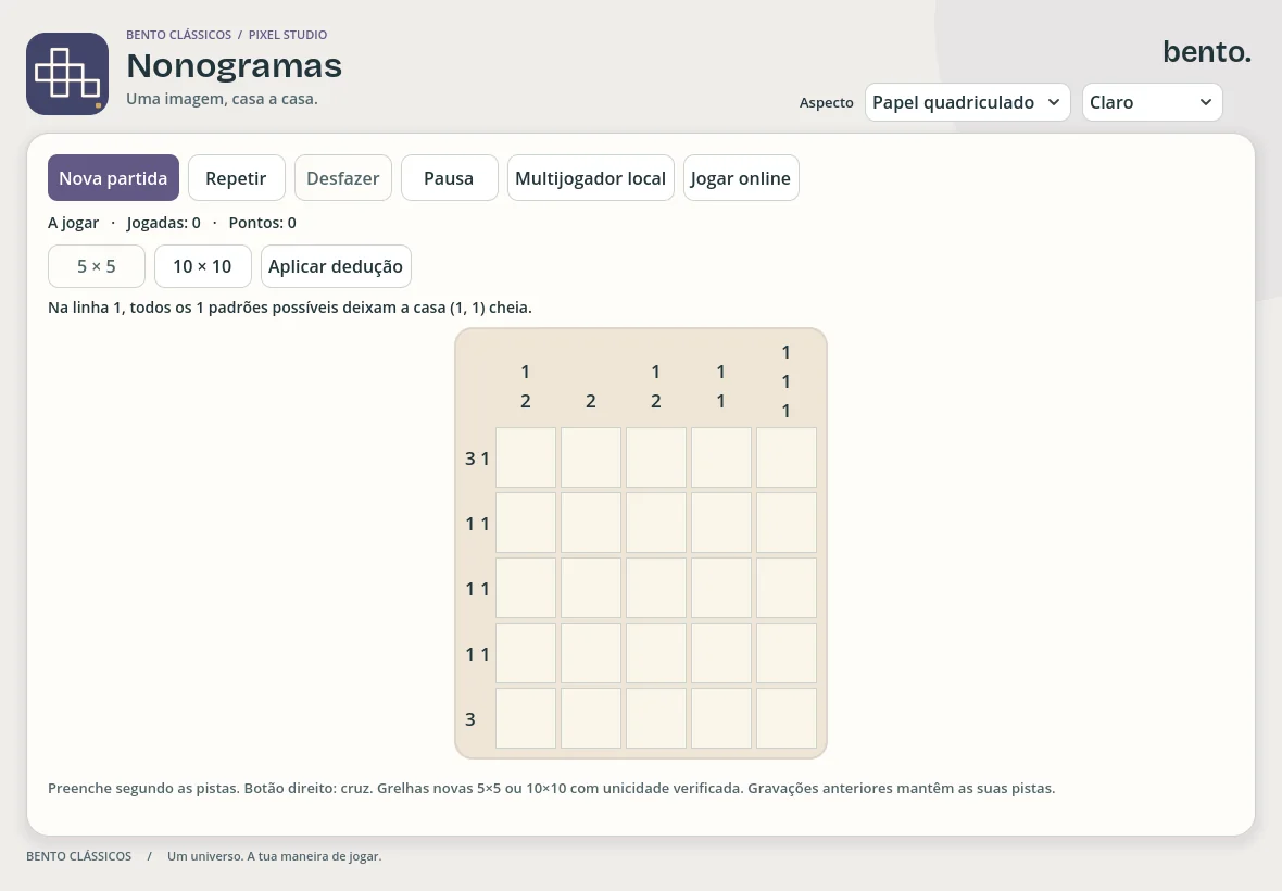 Uma partida de Nonogramas